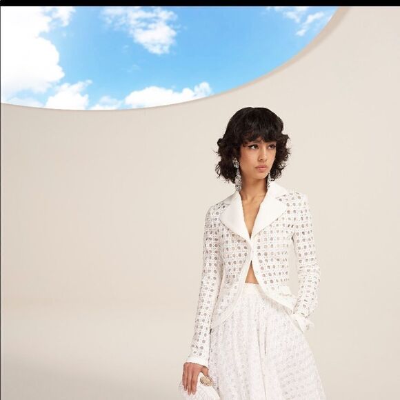 JM Collection Jacket P/L  White Summer Jacket with 3/4 Sleeves Zip Closu… - Picture 9 of 9